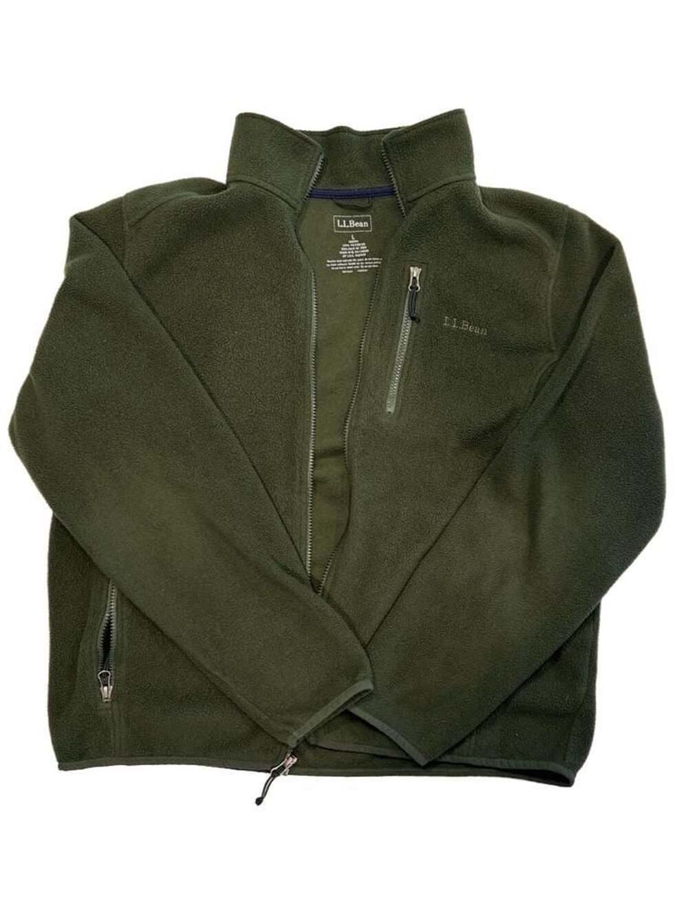 L.L.Bean Fleece Jacket Size L Green Full Zip